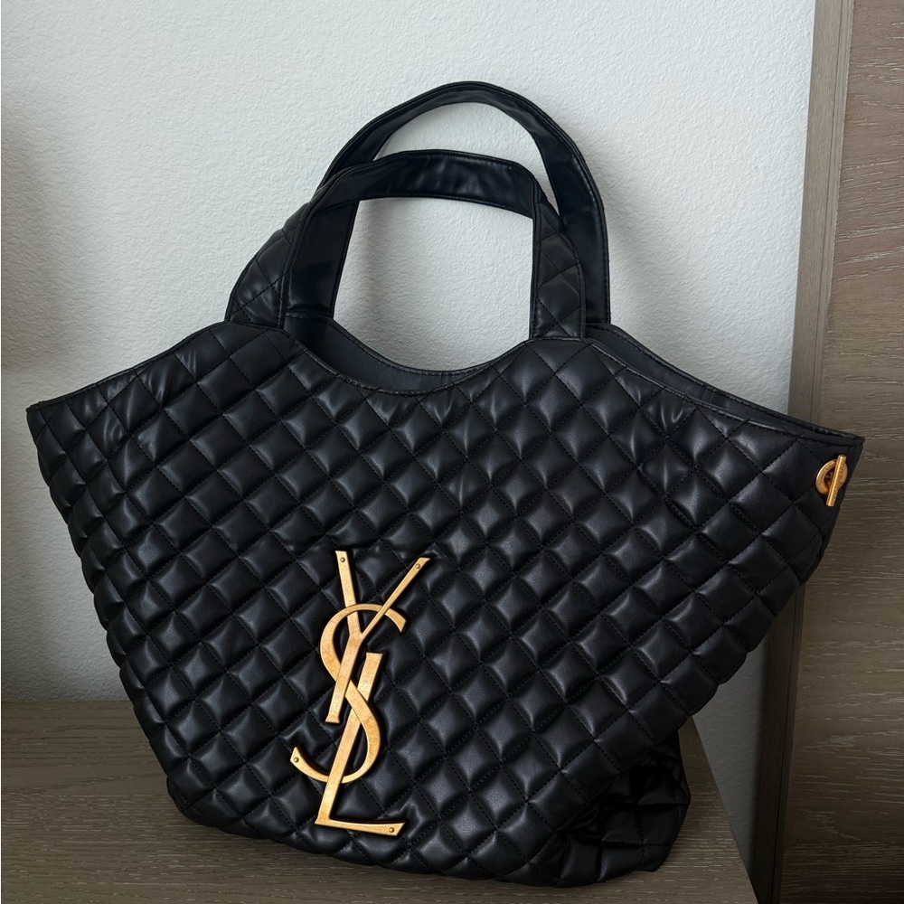 Yves Saint Laurent Black Quilted Tote Bag